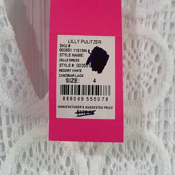 Lilly Pulitzer White Stretch Lace V-neck 3/4 Sleeve Shift Dress Size 4 Bridal - Picture 7 of 14